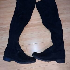 Black Suede Over-the-Knee Boots